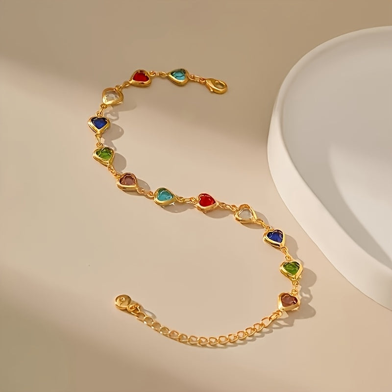 Vivien – Heart Crystal Chain Bracelet