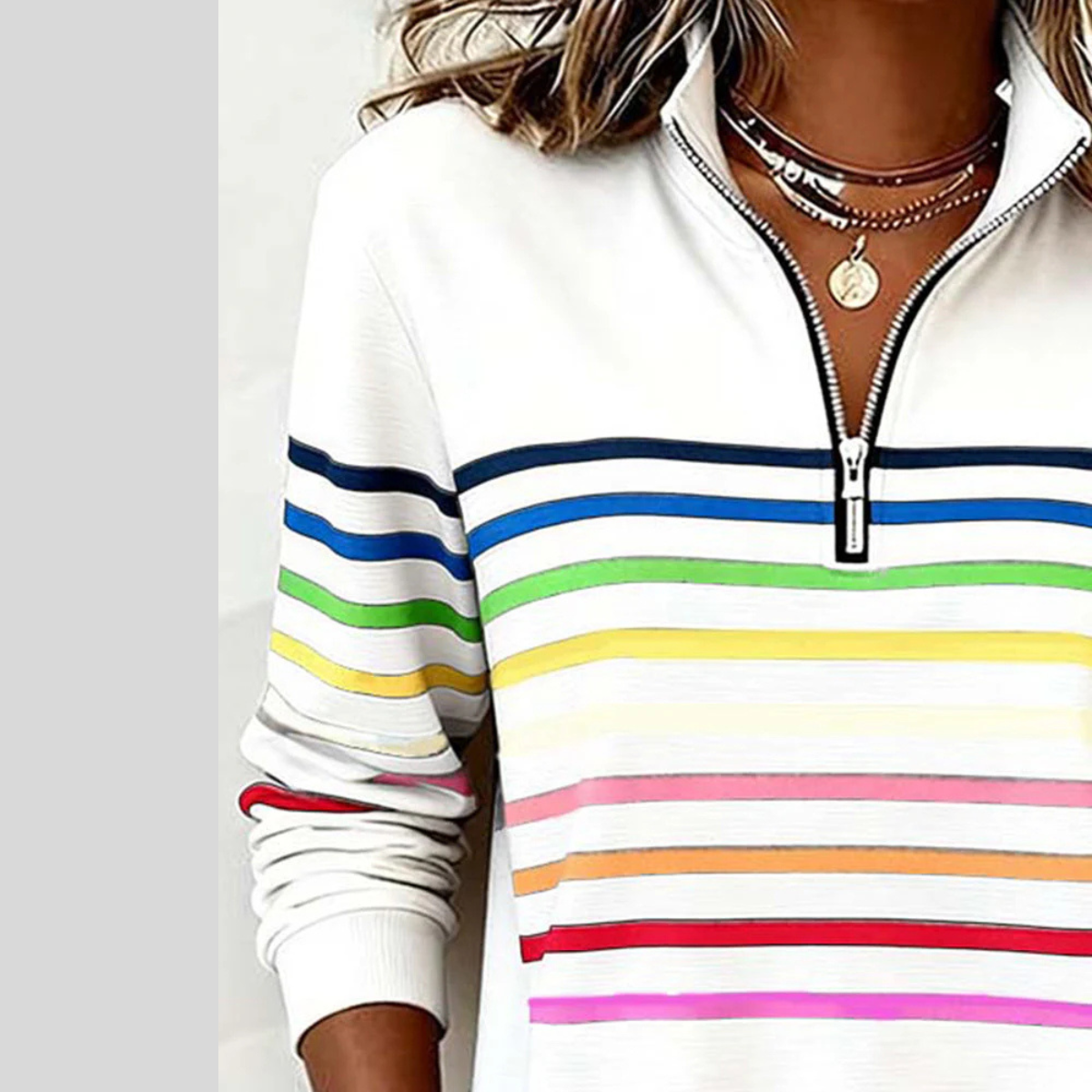Judith – Striped Quarter-Zip Sweatshirt