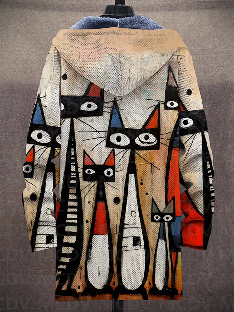Enid – Art Print Hooded Jacket with Fleece Lining