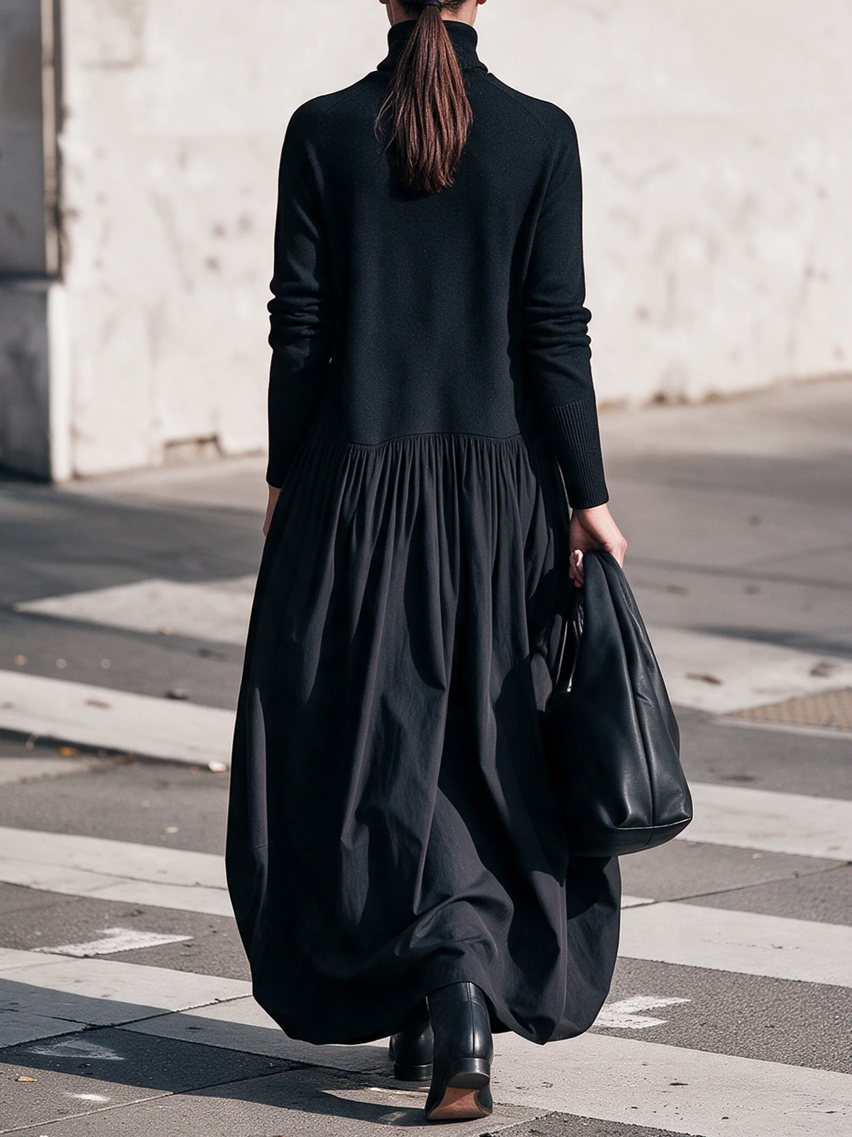 Marina – Polo Neck Gathered Maxi Dress