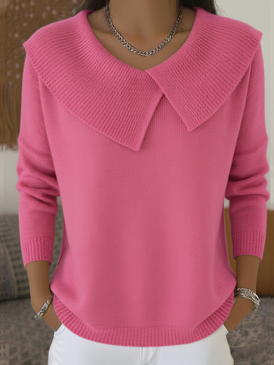 Yvonne – Knit Jumper with Fold-Over Collar