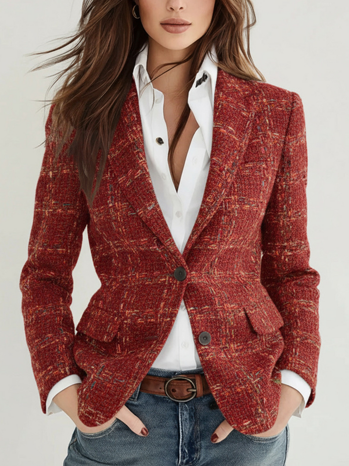 Beryl – Plaid Tweed-Look Tailored Blazer