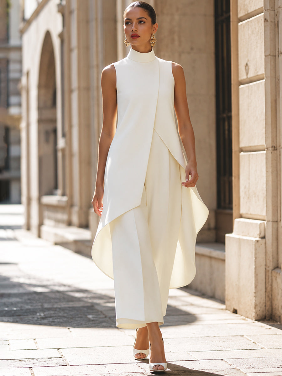 Edwina – Sleeveless High-Neck Wide-Leg Set