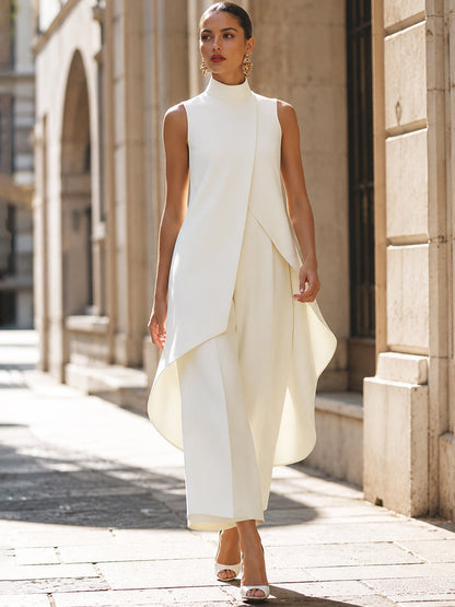 Edwina – Sleeveless High-Neck Wide-Leg Set