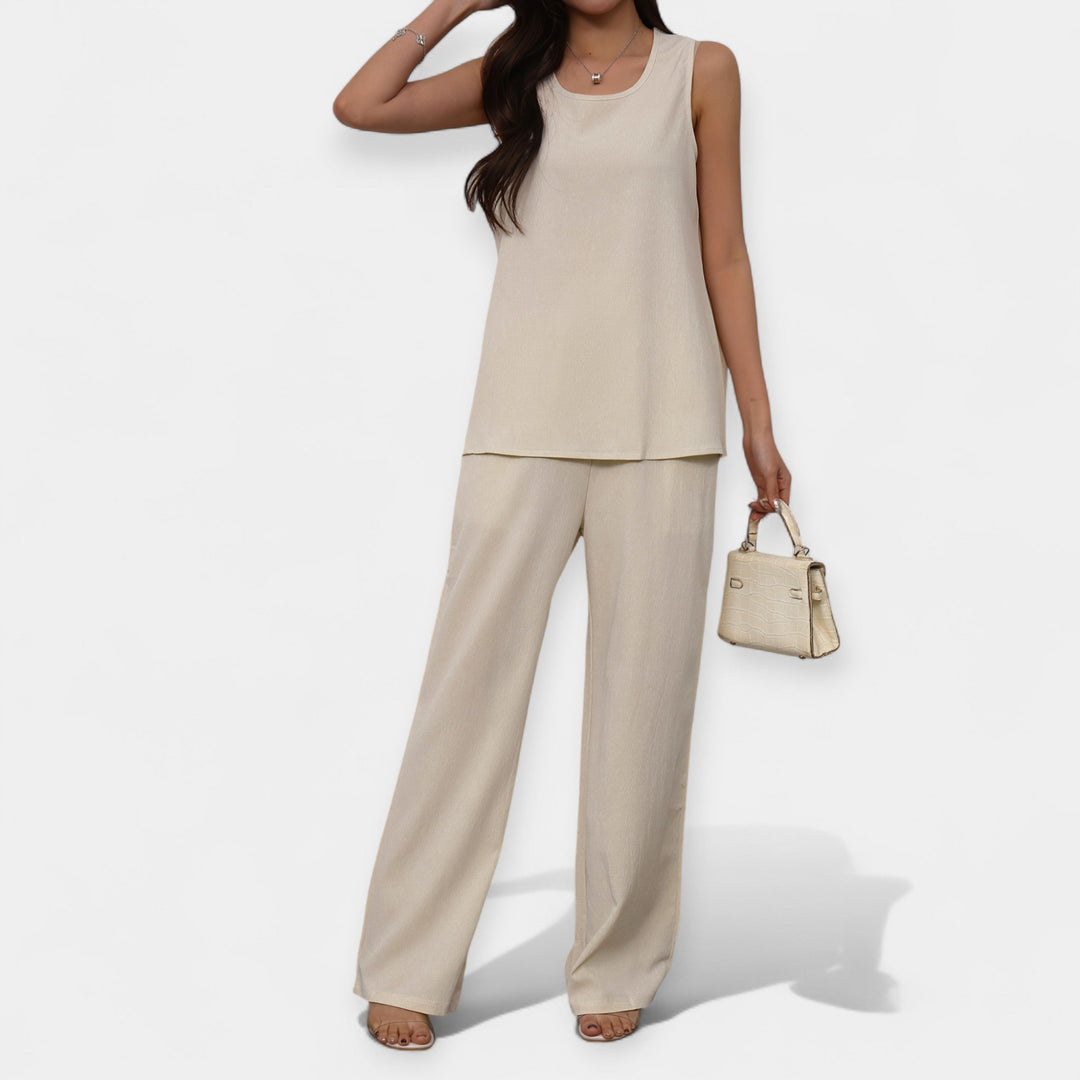 Sahasra | Relaxed Ensemble with Sleeveless Blouse and Flowing Trousers