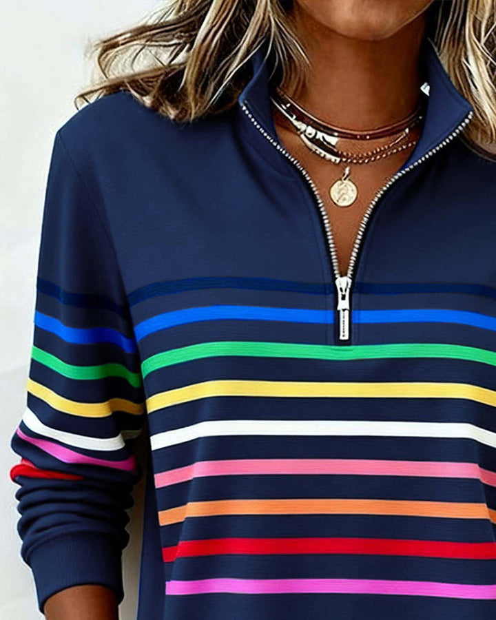 Bridget – Striped Quarter-Zip Casual Sweatshirt