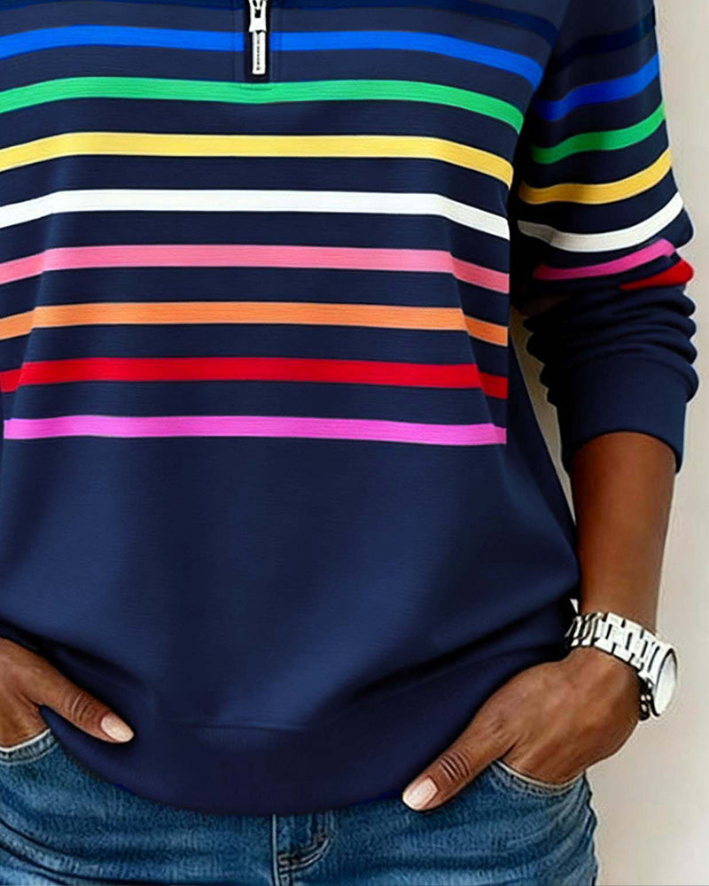 Bridget – Striped Quarter-Zip Casual Sweatshirt