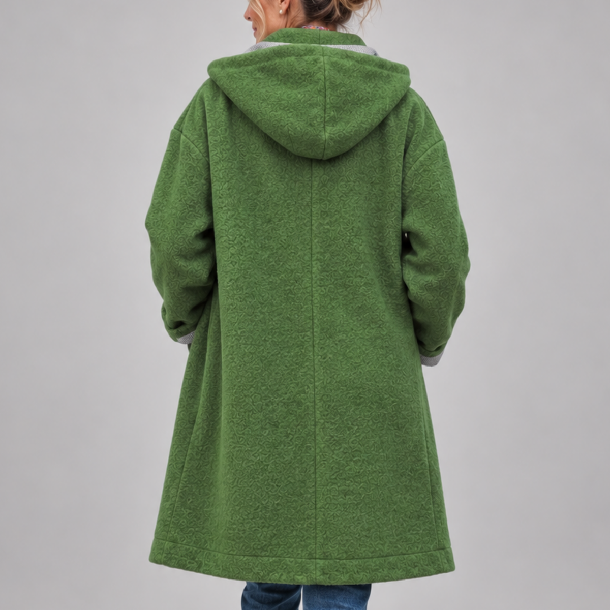 Lavinia – Hooded Button-Front Textured Coat