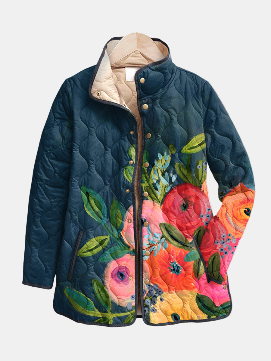 Vera – Vintage Floral Print Quilted Jacket