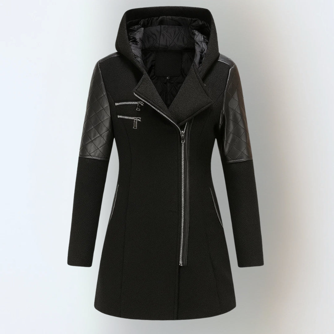 Veronica – Hooded Quilted Panel Winter Coat