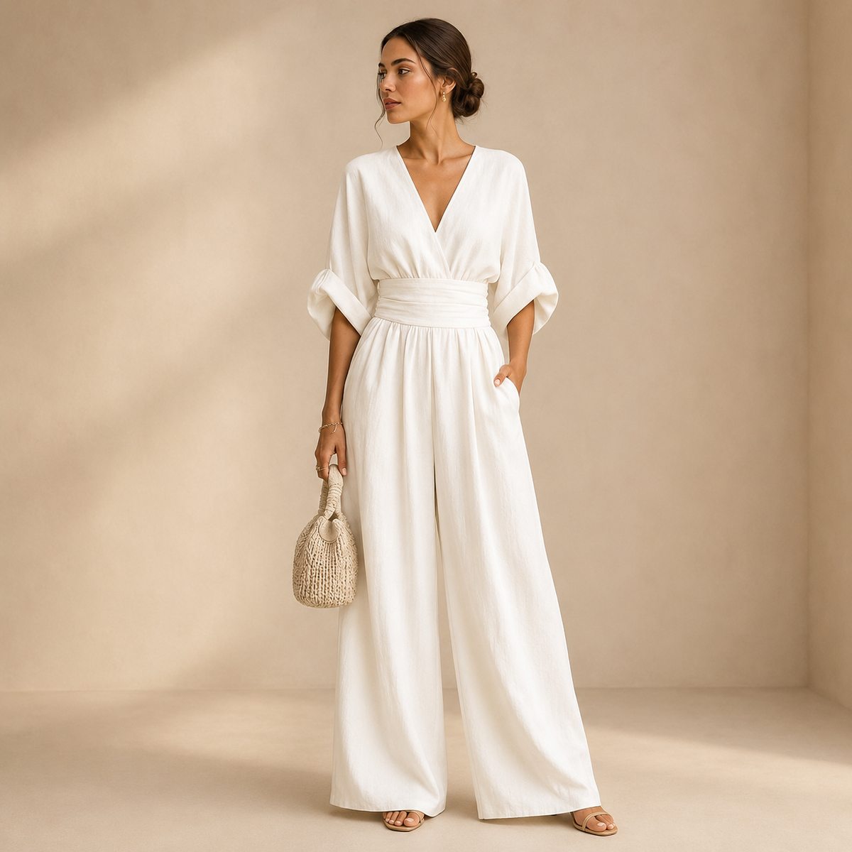 Saskia – Wide-Leg Wrap Jumpsuit