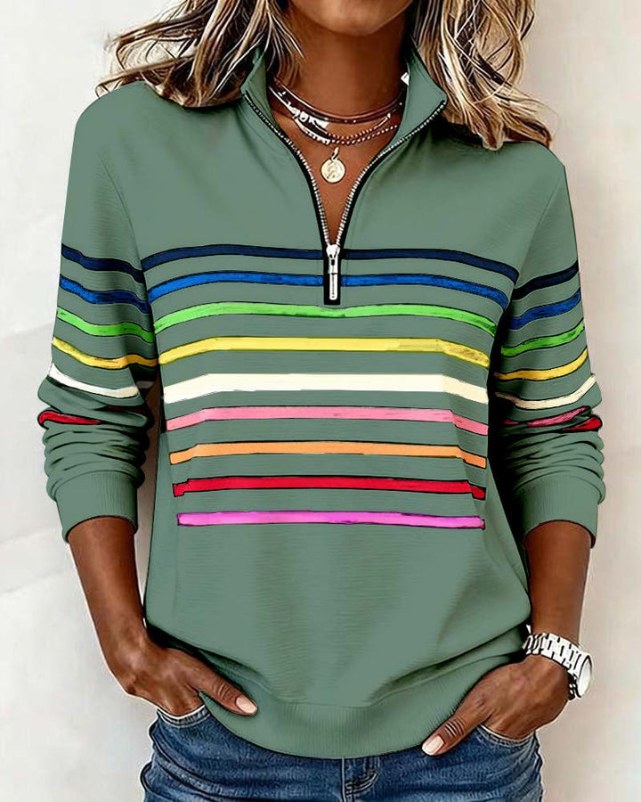 Bridget – Striped Quarter-Zip Casual Sweatshirt