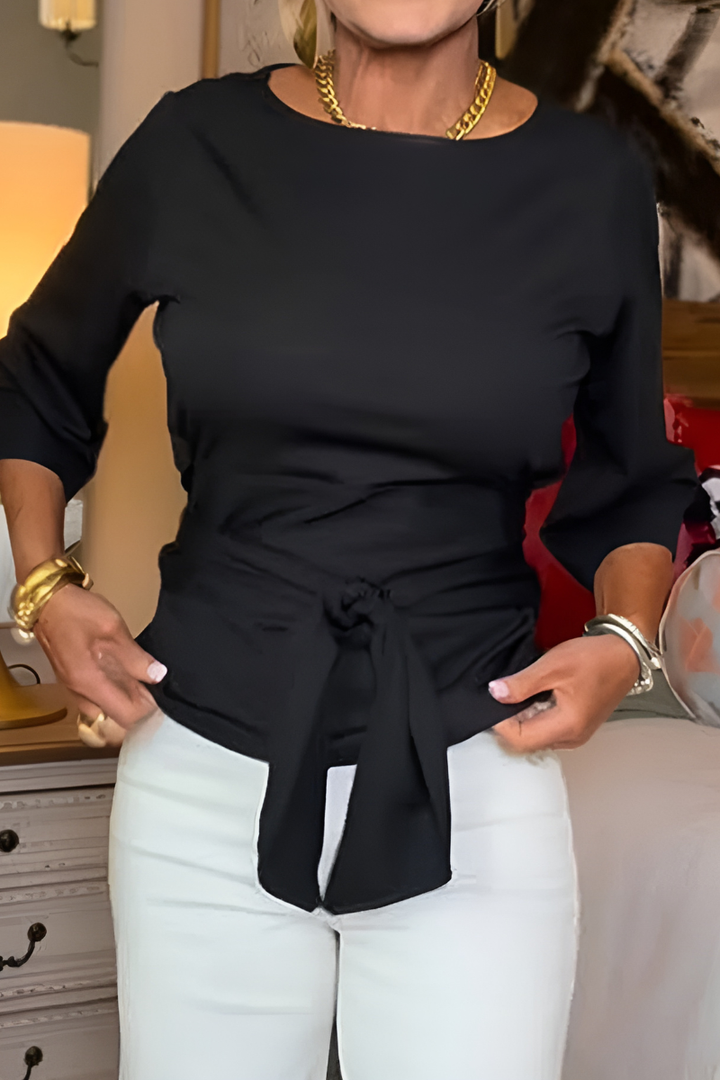 Elaine – Belted Bow Waist Top