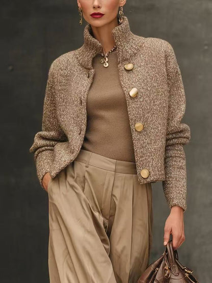 Joanna – Tailored Knit Cardigan with Gold Buttons