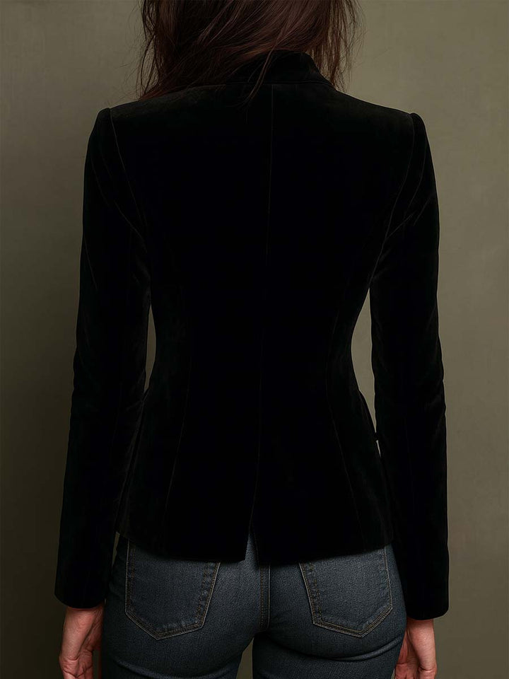 Ida – Floral Embroidered Velvet-Look Blazer