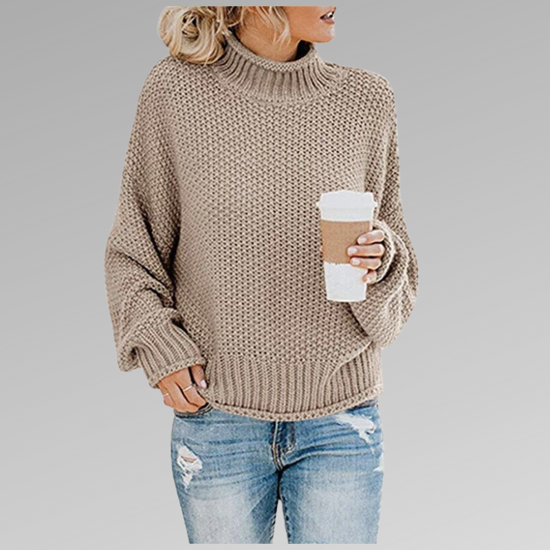 Joan – Chunky Knit Polo Neck Jumper
