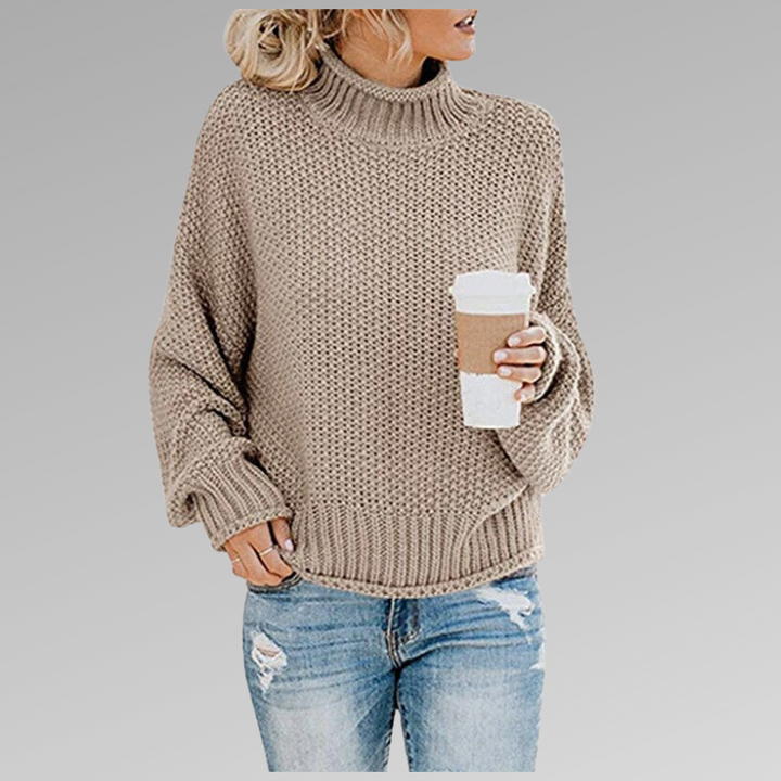 Joan – Chunky Knit Polo Neck Jumper