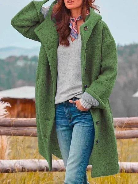 Ophelia – Hooded Button-Front Longline Coat
