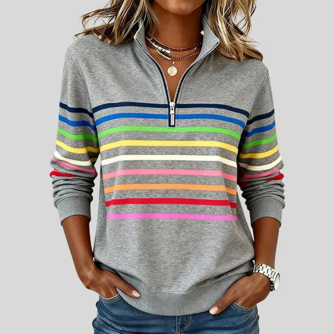 Millicent – Striped Quarter-Zip Sweatshirt