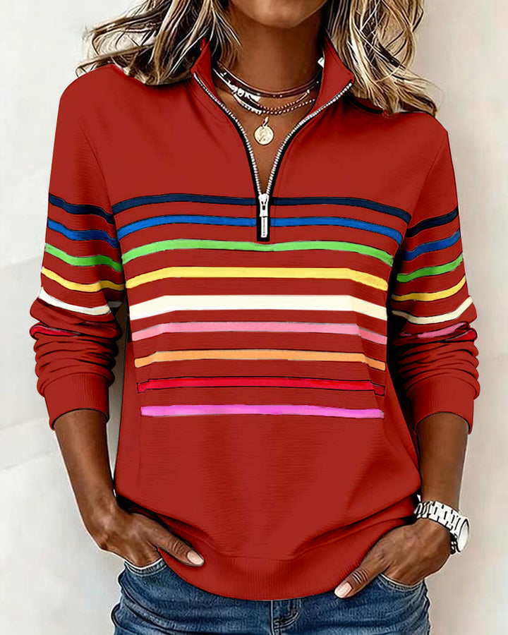 Bridget – Striped Quarter-Zip Casual Sweatshirt