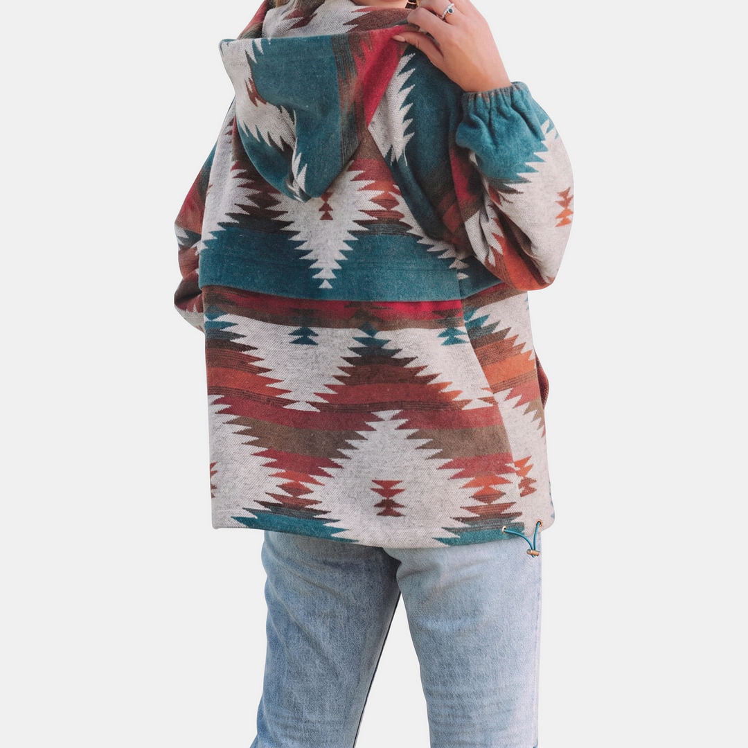 Hermione – Geometric Print Quarter Zip Hoodie