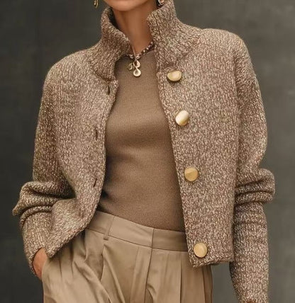 Joanna – Tailored Knit Cardigan with Gold Buttons