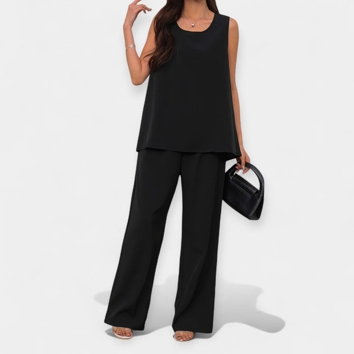 Sahasra | Relaxed Ensemble with Sleeveless Blouse and Flowing Trousers