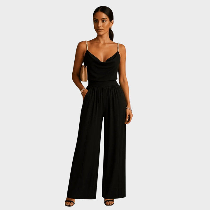 Daphne – Pearl Strap Wide-Leg Jumpsuit