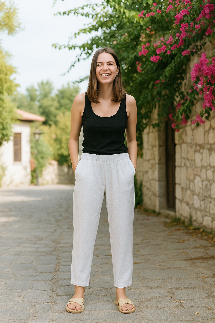 Thomasina – Relaxed Linen-Look Tapered Trousers