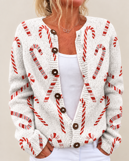 Maud – Printed Open-Front Knit Cardigan