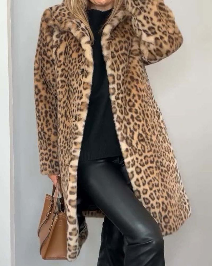 Perpetua – Faux Fur Leopard Print Coat