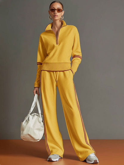 Carol – Zip Collar Top and Wide-Leg Set