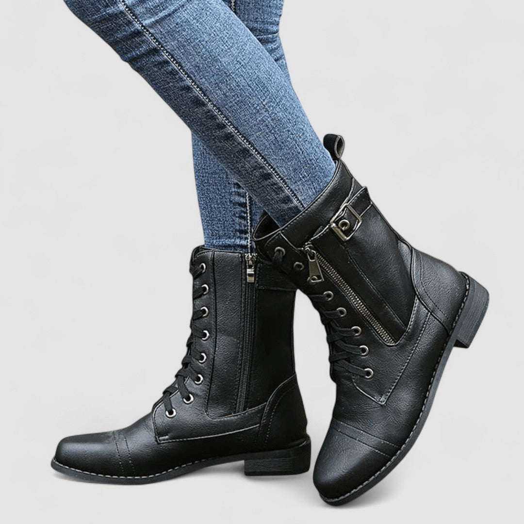 Glenda – Lace-Up Combat Ankle Boots