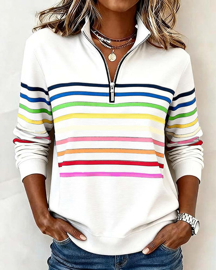 Bridget – Striped Quarter-Zip Casual Sweatshirt