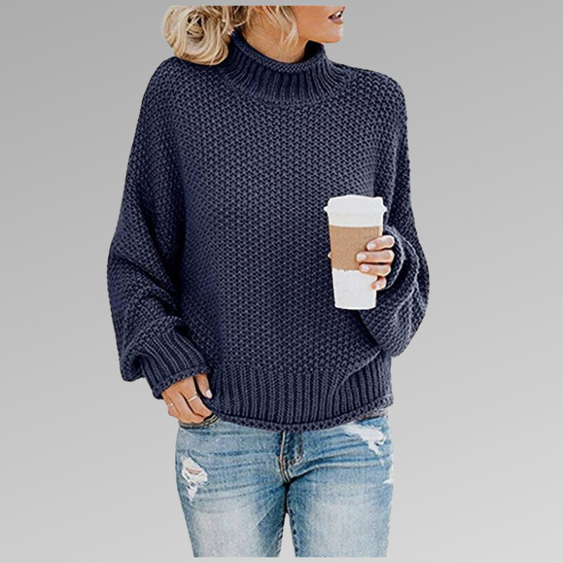 Joan – Chunky Knit Polo Neck Jumper