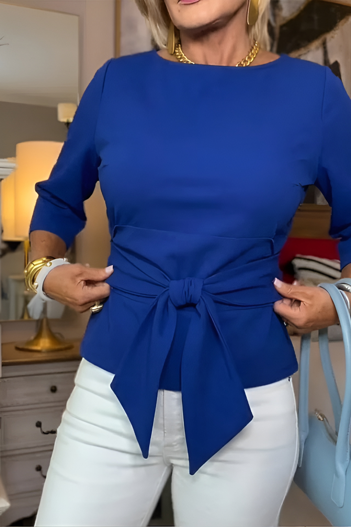 Elaine – Belted Bow Waist Top