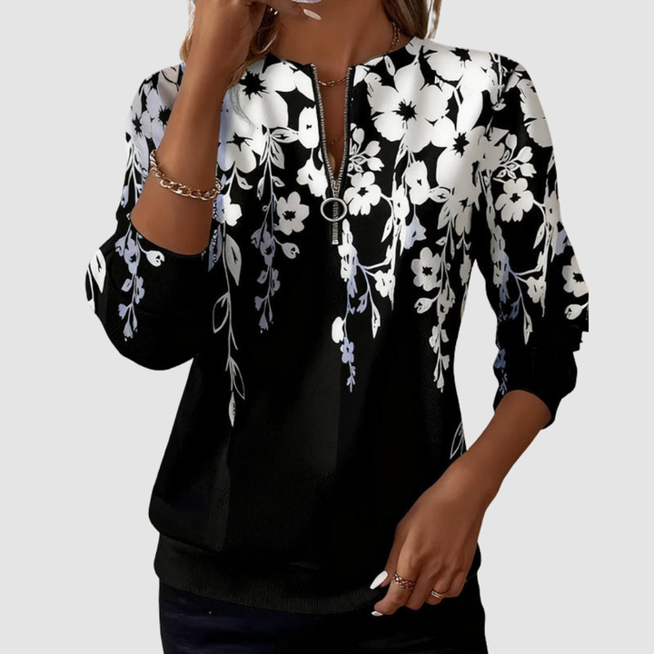 Lydia – Floral Half-Zip Sweatshirt