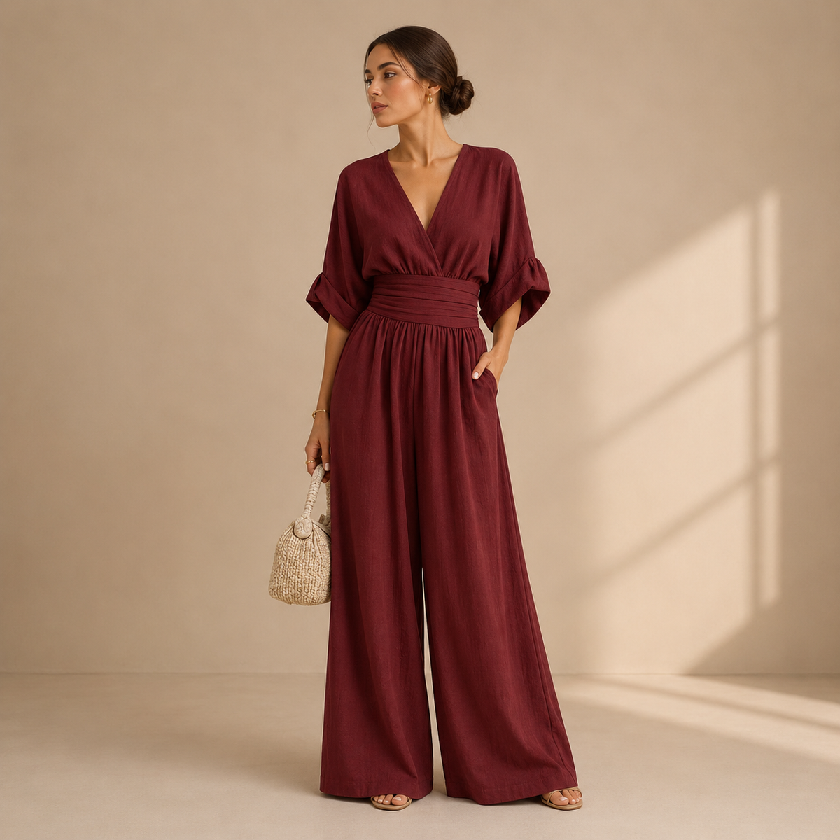 Saskia – Wide-Leg Wrap Jumpsuit