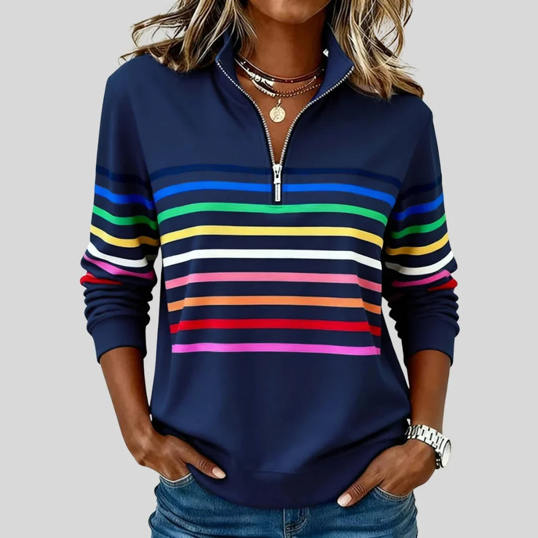 Millicent – Striped Quarter-Zip Sweatshirt