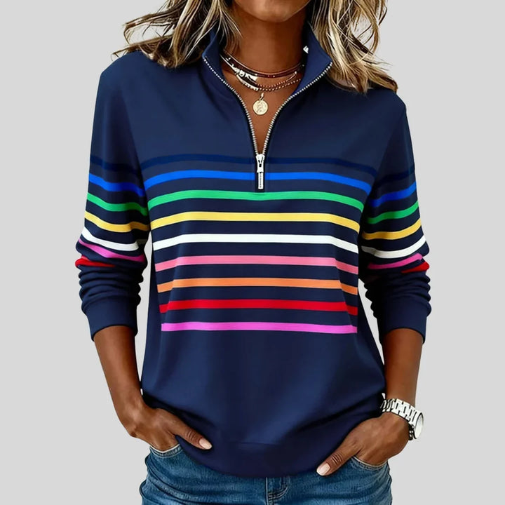 Millicent – Striped Quarter-Zip Sweatshirt