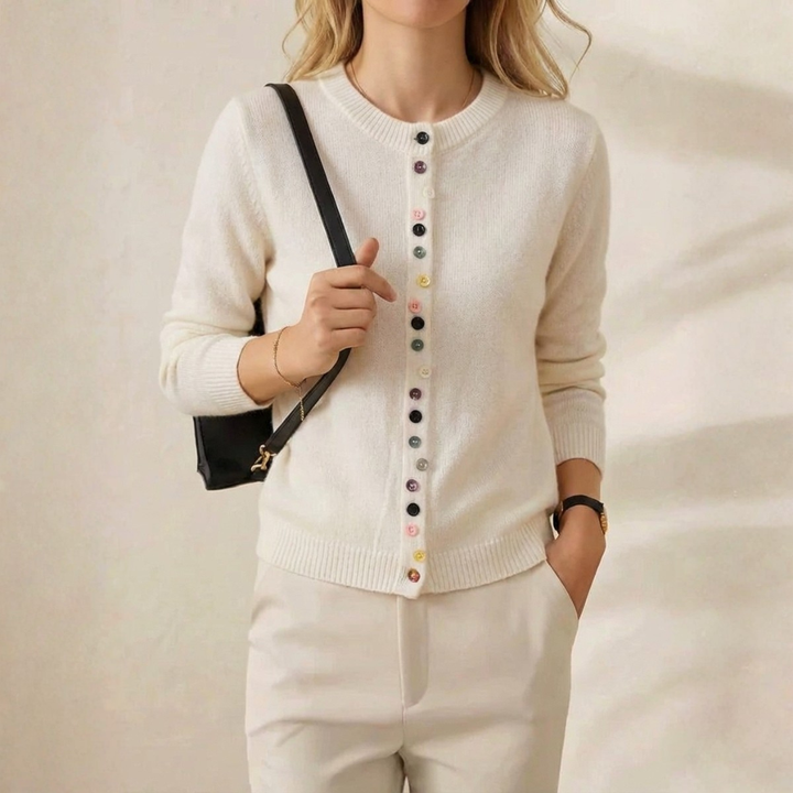 Kathleen – Knit Cardigan with Multicolour Buttons