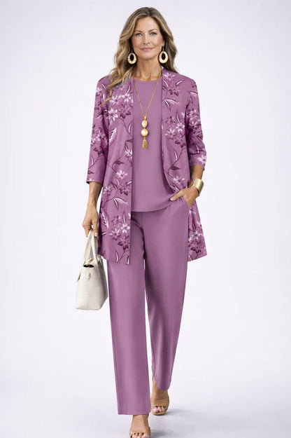 Marilyn – Relaxed Leaf Print Three-Piece Set