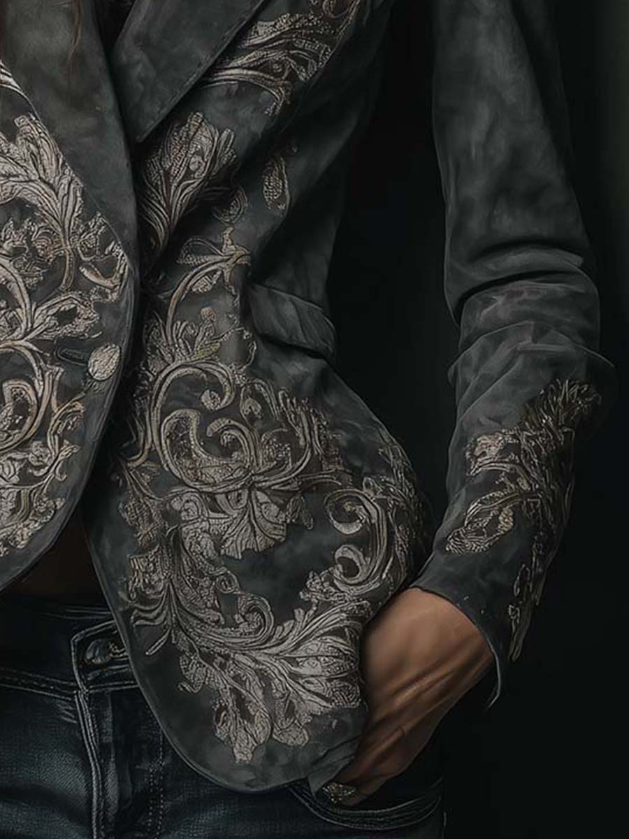 Irene – Embossed Floral Tailored Blazer