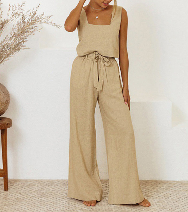 Cara | Minimalist Top Set and Wide Leg Trousers