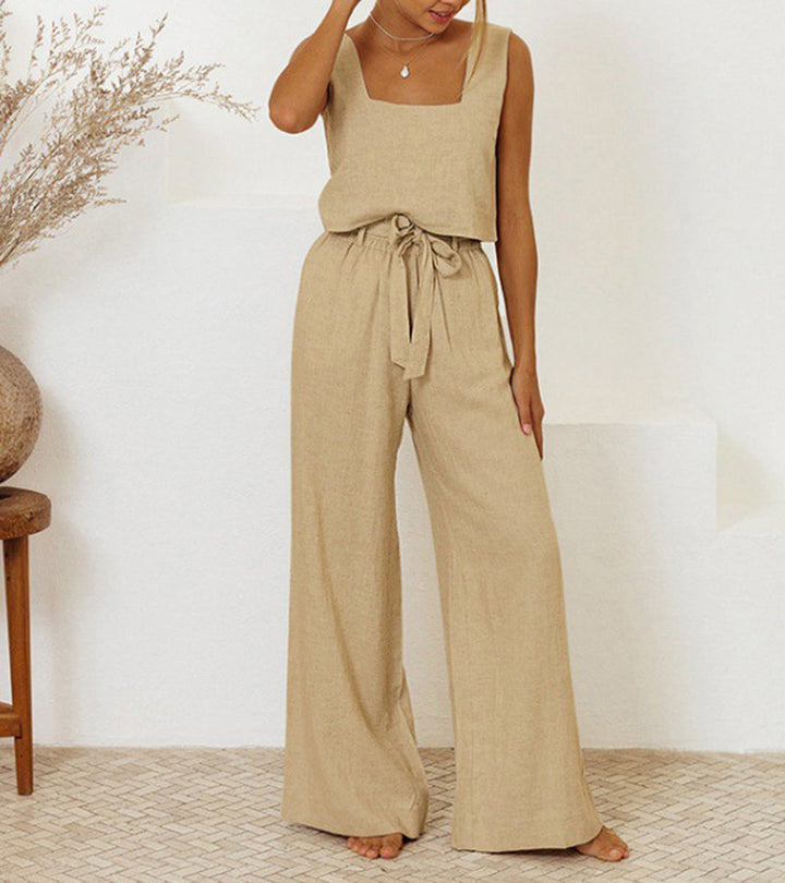 Cara | Minimalist Top Set and Wide Leg Trousers