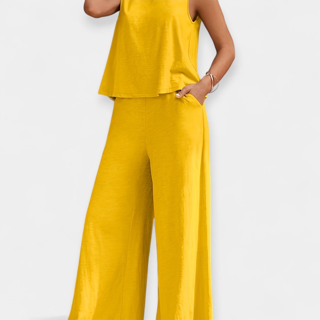 Mallory | Sleeveless Top and Wide-Leg Trousers Ensemble