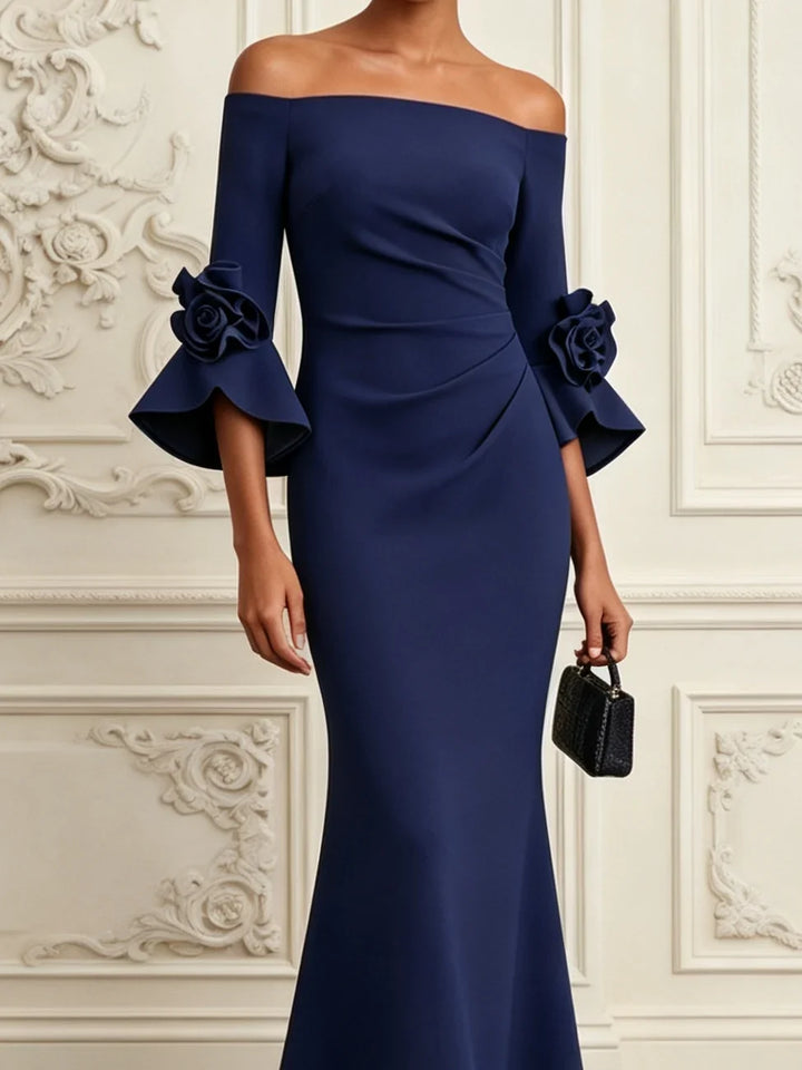 Molly – Off-Shoulder Mermaid Gown with Floral Sleeves