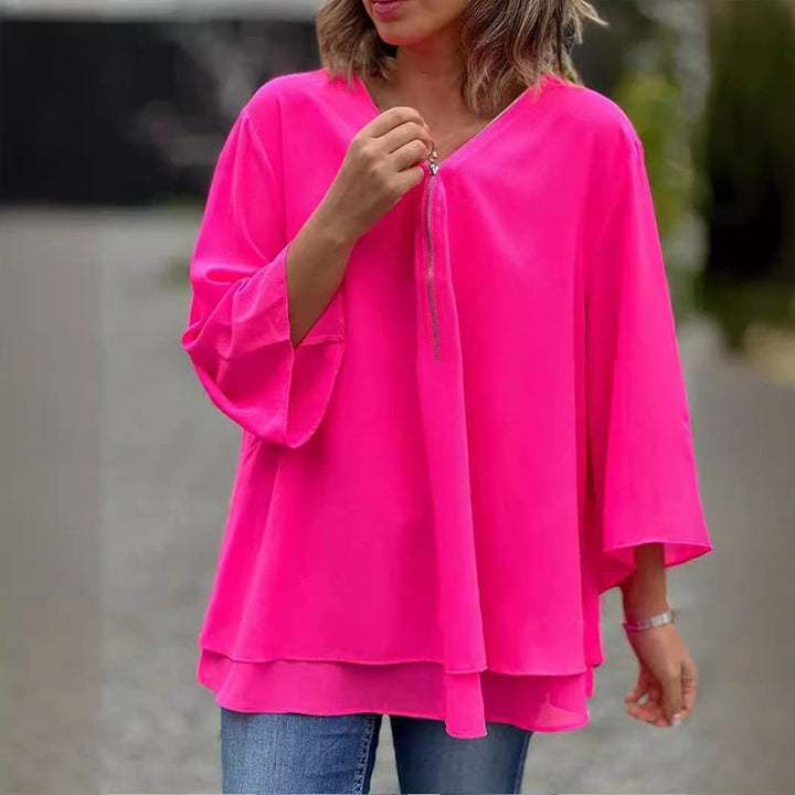 Jayne | Chiffon Zip Blouse