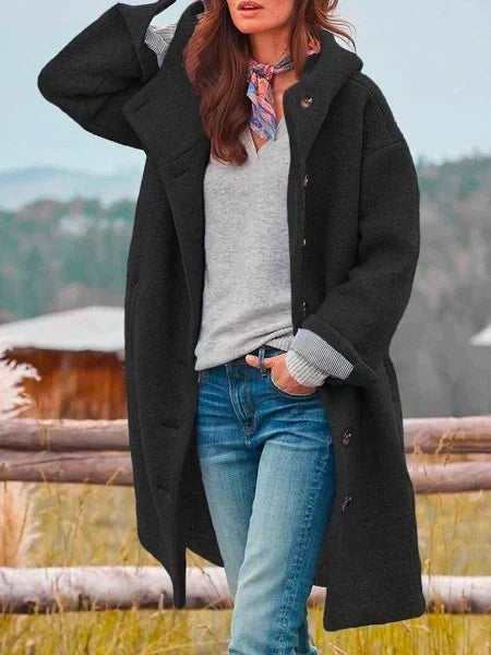 Ophelia – Hooded Button-Front Longline Coat