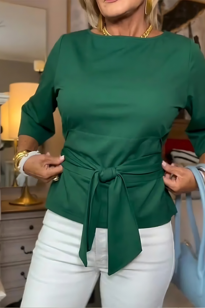 Elaine – Belted Bow Waist Top